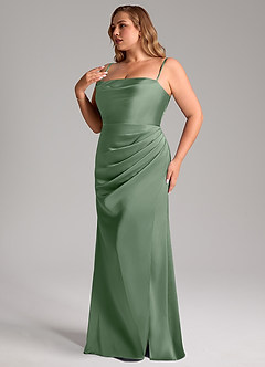 Azazie Leonis Bridesmaid Dresses Matcha Mermaid Pleated Stretch Satin Convertible Dress image13