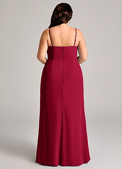 Azazie Maci Bridesmaid Dresses Burgundy Sheath Pleated Chiffon Dress image9