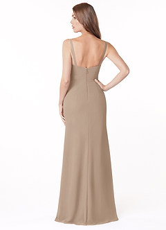 Azazie Salma Final Sale Auburn Sheath Side Slit Chiffon Dress image2