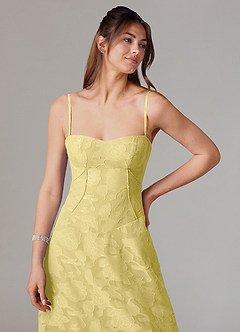 Azazie Valentine Bridesmaid Dresses Canary A-Line Sweetheart Neckline Floral Burnout Dress image6
