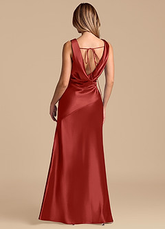 Azazie Rylina Brautjungfernkleider Meerjungfrau-Linie Metallischer Satin Kleid Rost image6