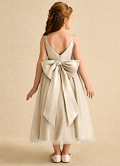 Azazie Patootie Flower Girl Dresses Champagne A-Line Spaghetti Strap Tulle Dress image5