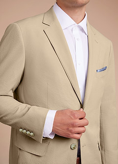 front Miles Tan Seersucker Suit Jacket