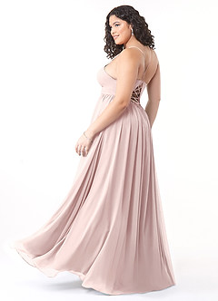 Azazie Aaida Bridesmaid Dresses Blushing Pink A-Line Corset Chiffon Dress image10