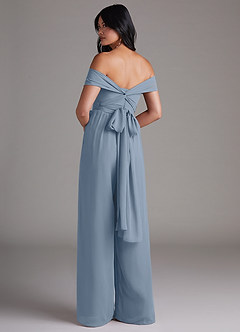 Azazie Lamara Brautjungfernkleider Wandelbar Schulterfrei Chiffon Overall/Jumpsuit Staubblau image5
