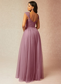 Azazie Luxi Bridesmaid Dresses Vintage Mauve A-Line Pleated Tulle Dress image2