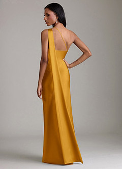 Azazie Galinda Suknie dla druhen Syrena Jedno ramię Satyna elastyczna Do ziemi Sukienka image6