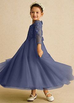 Azazie Precious Flower Girl Dresses Stormy A-Line Lace Tulle Dress image5