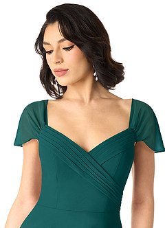 Azazie Tancie Bridesmaid Dresses Peacock A-Line Off the Shoulder Chiffon Convertible Dress image4