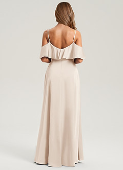 Azazie Jean Robes de demoiselle d'honneur Robe Trapèze en Satin extensible Épaule décolletée Albâtre Blanc image2