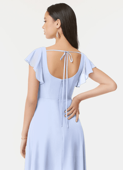 Azazie Bondi Bridesmaid Dresses Ice A-Line Ruffled Chiffon Dress image3
