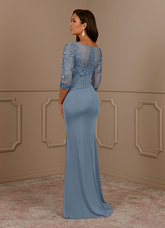 Azazie Fatemah Mother of the Bride Dresses Dusty Blue Mermaid Scoop Lace Lace Dress image3