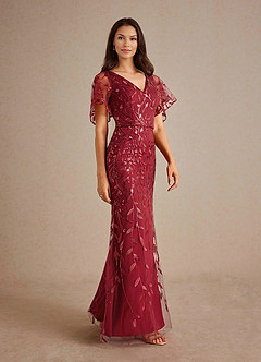 Azazie Milan Mother of the Bride Dresses Cabernet Sheath Sequins Dress image4