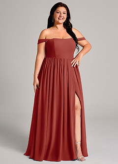 Azazie Calianna Bridesmaid Dresses Terracotta A-Line Off the Shoulder Chiffon Convertible Dress image13