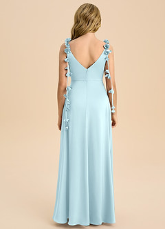 Azazie Gumdrop Junior Cloud Blue Empire Pleated Stretch Satin Dress image7