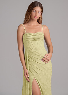 Azazie Amyra Jurken voor bruidsmeisjes Converteerbaar Jurk van Bloemen Burn-out met Zeemeermin Off the Shoulder Citroensorbet image2