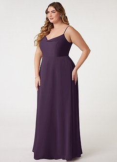 Azazie Daenerys Brautjungfernkleider A-Linie Kutte Chiffon Kleid Pflaume image10