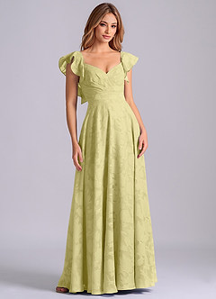 Azazie Leilani Bridesmaid Dresses Lemon Sorbet A-Line Sweetheart Neckline Floral Burnout Dress image1