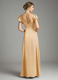 Azazie Omari Jurken voor bruidsmeisjes Jurk van Stretch Satijn met A-Lijn Goud image2