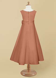 Azazie Lindy Flower Girl Dresses Bronzer A-Line Pleated Matte Satin Dress image11