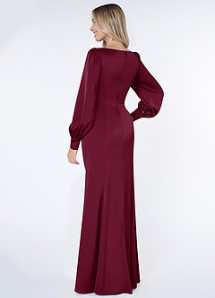Azazie Raye Bridesmaid Dresses Mulberry Mermaid Long Sleeve Stretch Satin Dress image4