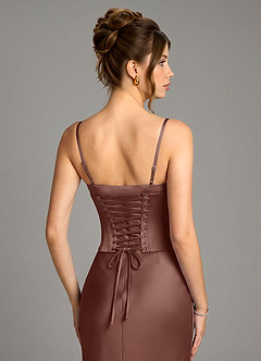 Azazie Reverie Bridesmaid Dresses Espresso Mermaid Corset Stretch Satin Dress image6