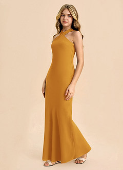 Azazie Doretta Junior Osłona Pofałdowany Szyfon Długość podłogi Młodsza druhna Sukienka image4