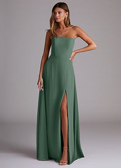 Azazie Wren Bridesmaid Dresses Eucalyptus A-Line Side Slit Chiffon Convertible Dress image1