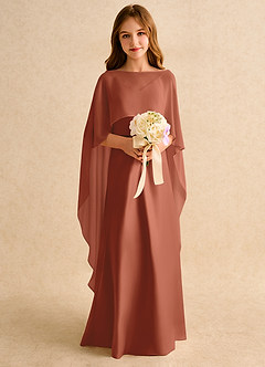 Azazie Fishie Girls Formal Abiti da Ragazza di Fiori Abito A-Line in Raso Opaco Auburn image3
