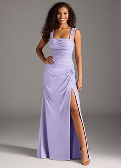 Azazie Jesaphine Abiti da Damigella Abito Tubino in Chiffon Fiocco Lilla image4