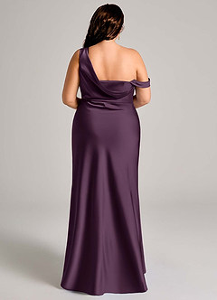 Azazie Madelyn Bridesmaid Dresses Plum Mermaid One Shoulder Stretch Satin Convertible Dress image11