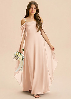 Azazie Moana Junior Linia A Pofałdowany Szyfon Długość podłogi Młodsza druhna Sukienka image3