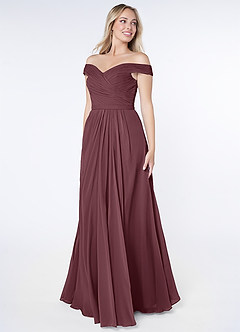 Azazie Audrianna Bridesmaid Dresses Sangria A-Line Off-The-Shoulder Gathered Chiffon Convertible Dress image2