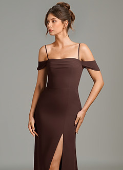Azazie Charmaine Bridesmaid Dresses Ganache A-Line Off the Shoulder Chiffon Dress image2