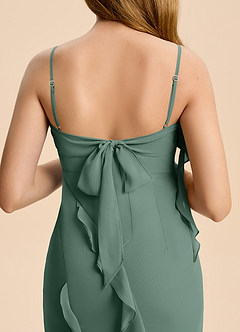 Azazie Phoebe Junior Sea Moss Sheath Ruched Chiffon Dress image6