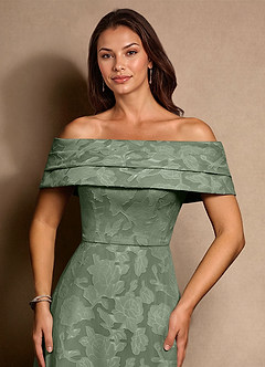 Azazie New Britain Mother of the Bride Dresses Matcha A-Line Pleated Floral Burnout Dress image5