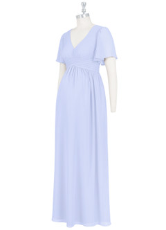 Azazie Verna Maternity Bridesmaid Dresses A-Line V-Neck Ruched Chiffon Floor-Length Dress image9