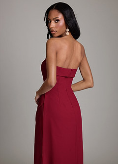 Azazie Aretha Bridesmaid Dresses Burgundy A-Line Strapless Chiffon Dress image4