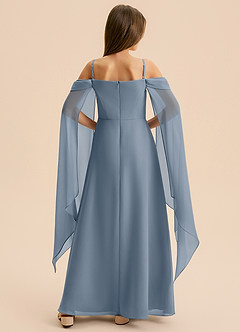 Azazie Moana Junior Linia A Pofałdowany Szyfon Długość podłogi Młodsza druhna Sukienka image5