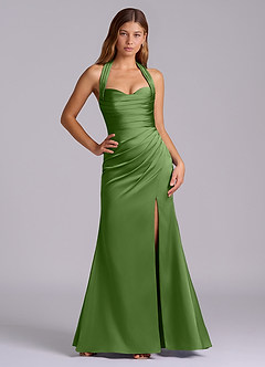 Azazie Destiny Bridesmaid Dresses Basil Mermaid Sweetheart Neckline Stretch Satin Dress image6