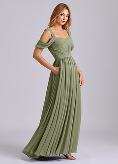 Azazie Koa Final Sale Pistachio A-Line Off the Shoulder Chiffon Dress image6