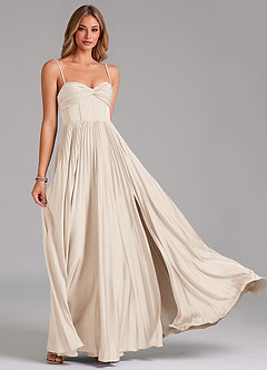 Azazie Tyla Bridesmaid Dresses White Alabaster A-Line Sweetheart Neckline Stretch Satin Dress image5