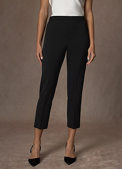 front Charlotte Black Refined Weave Pants Suit