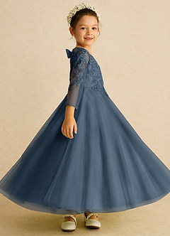 Azazie Precious Flower Girl Dresses Neptune A-Line Lace Tulle Dress image3