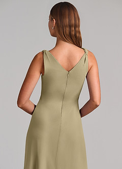 Azazie Nerine Brudtärnklänningar Klä av A-Linje i Chiffong Plisserad Mossgrön image7