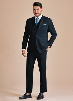 front James Navy Blue Structured Stretch 3-piece suit