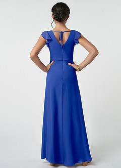 Azazie Claudine Junior Royal Blue A-Line Pleated Chiffon Dress image2