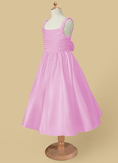 Azazie Cutie Pie vestidos de niña de las flores Vestido de Rosa Caramelo de Satin Mate de Corte En A con Plisado image6