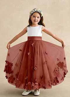 Azazie Vi Flower Girl Klänningar Klänning A-Line i Tyll Ärmlös image5