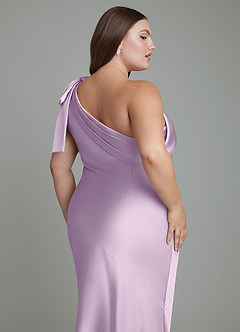 Azazie Yuanna Bridesmaid Dresses Frosted Lilac Mermaid One Shoulder Stretch Satin Dress image14